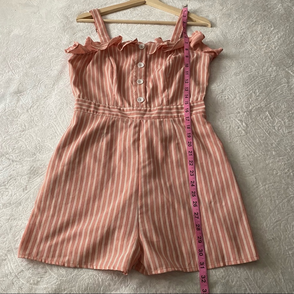 Pink + White Ruffle Chest Romper - Picture 2 of 12